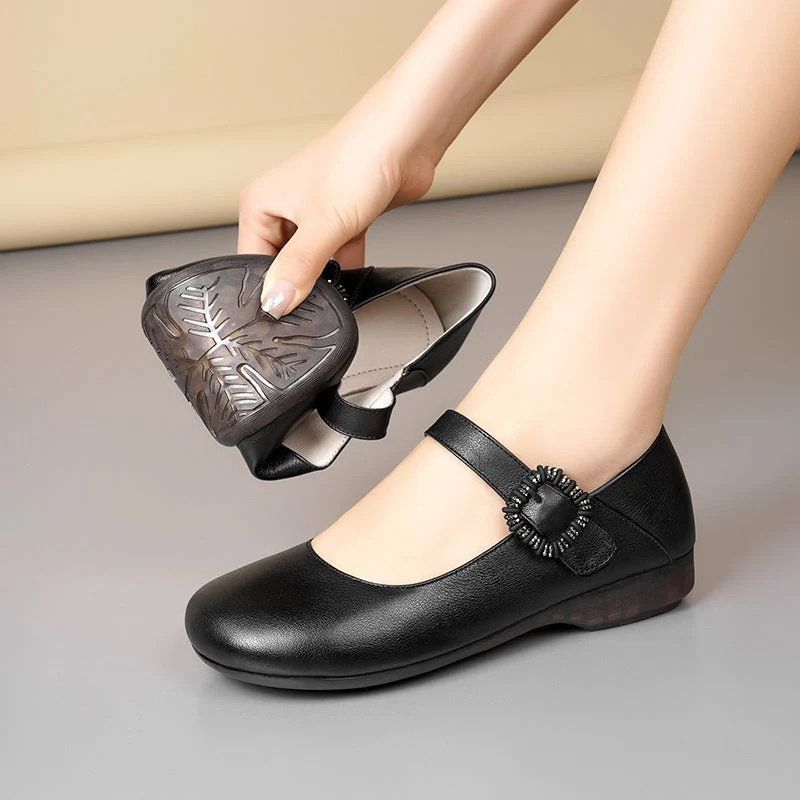 Damen Mary Jane Schuhe mit dekorativer Schnalle und komfortablem Blockabsatz