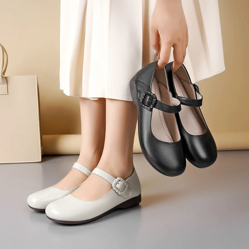 Damen Mary Jane Schuhe mit dekorativer Schnalle und komfortablem Blockabsatz