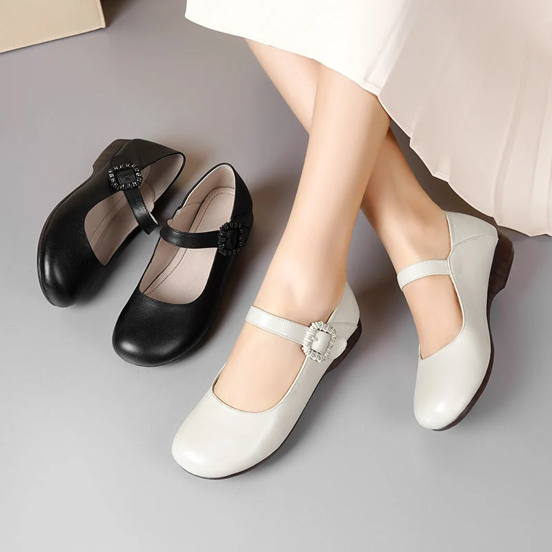 Damen Mary Jane Schuhe mit dekorativer Schnalle und komfortablem Blockabsatz
