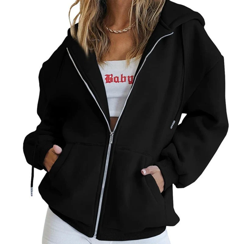 Damen Oversized Kapuzenjacke mit Reißverschluss - Vittorelli