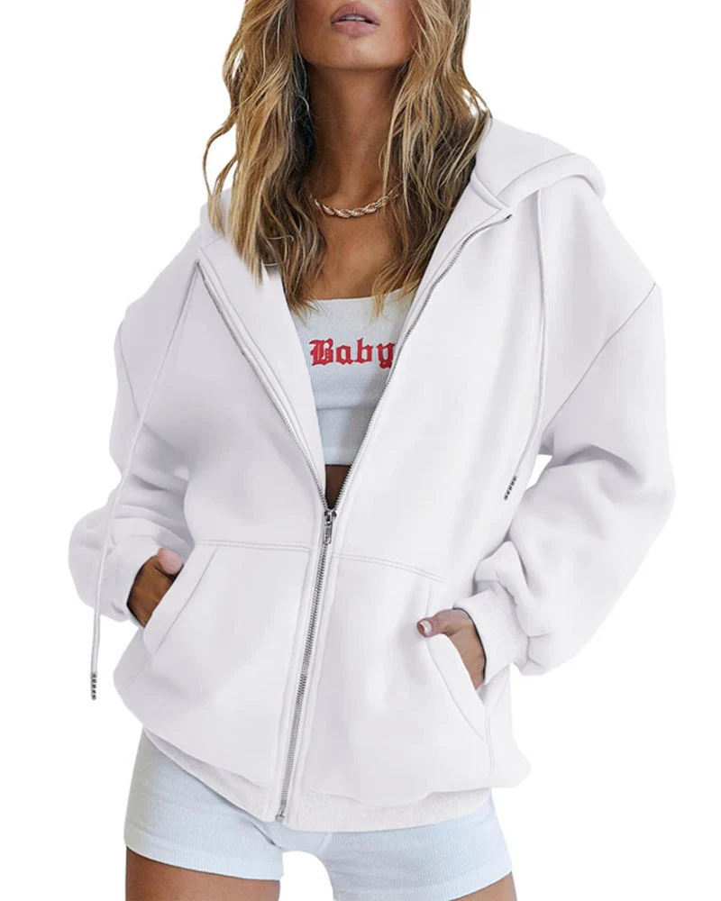 Damen Oversized Kapuzenjacke mit Reißverschluss - Vittorelli