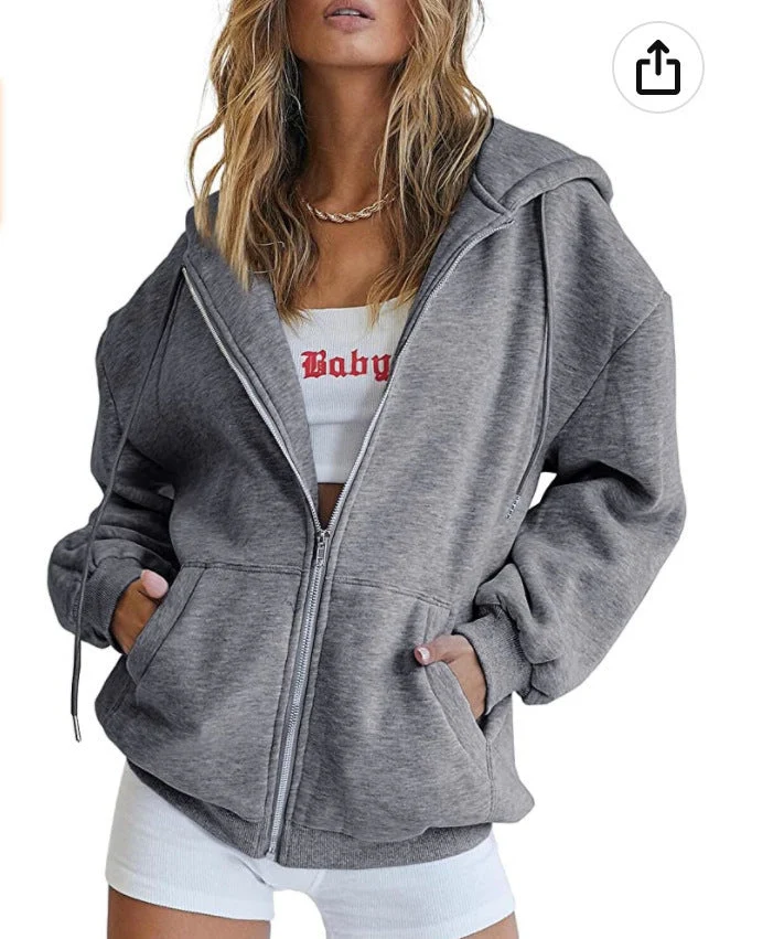 Damen Oversized Kapuzenjacke mit Reißverschluss - Vittorelli