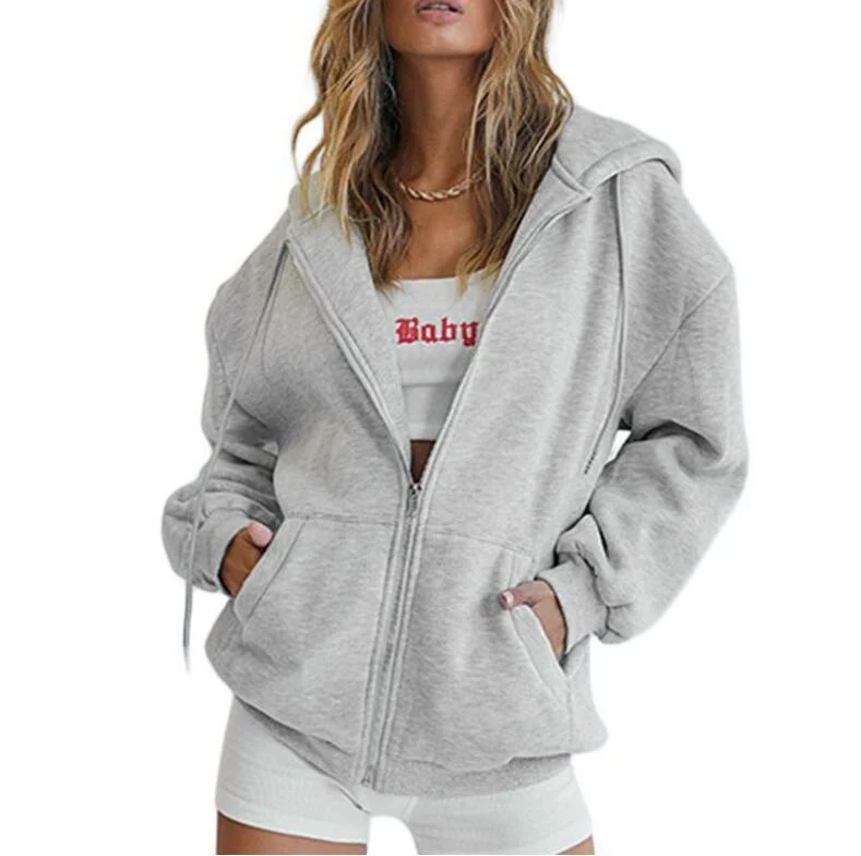 Damen Oversized Kapuzenjacke mit Reißverschluss - Vittorelli