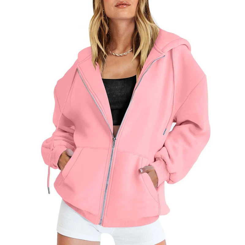 Damen Oversized Kapuzenjacke mit Reißverschluss - Vittorelli
