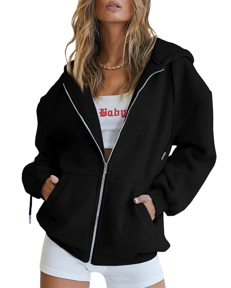 Damen Oversized Kapuzenjacke mit Reißverschluss - Vittorelli
