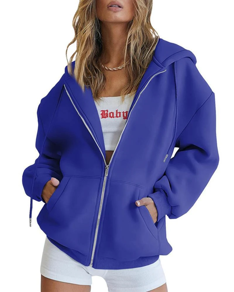 Damen Oversized Kapuzenjacke mit Reißverschluss - Vittorelli