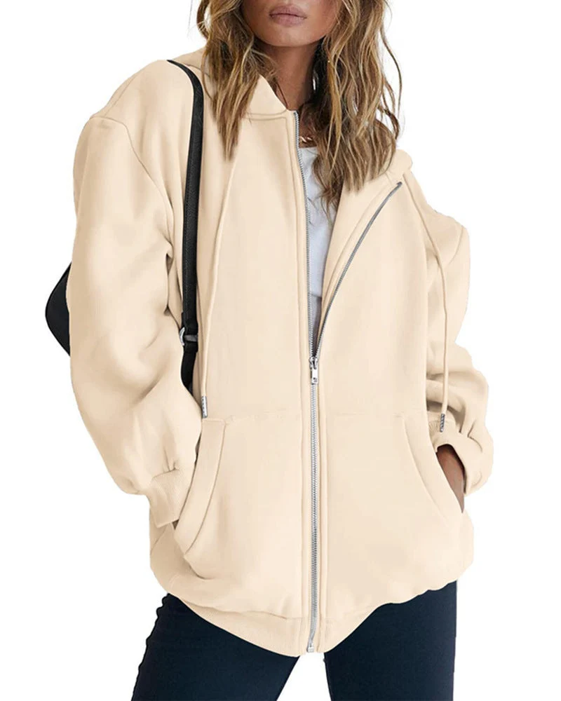 Damen Oversized Kapuzenjacke mit Reißverschluss - Vittorelli