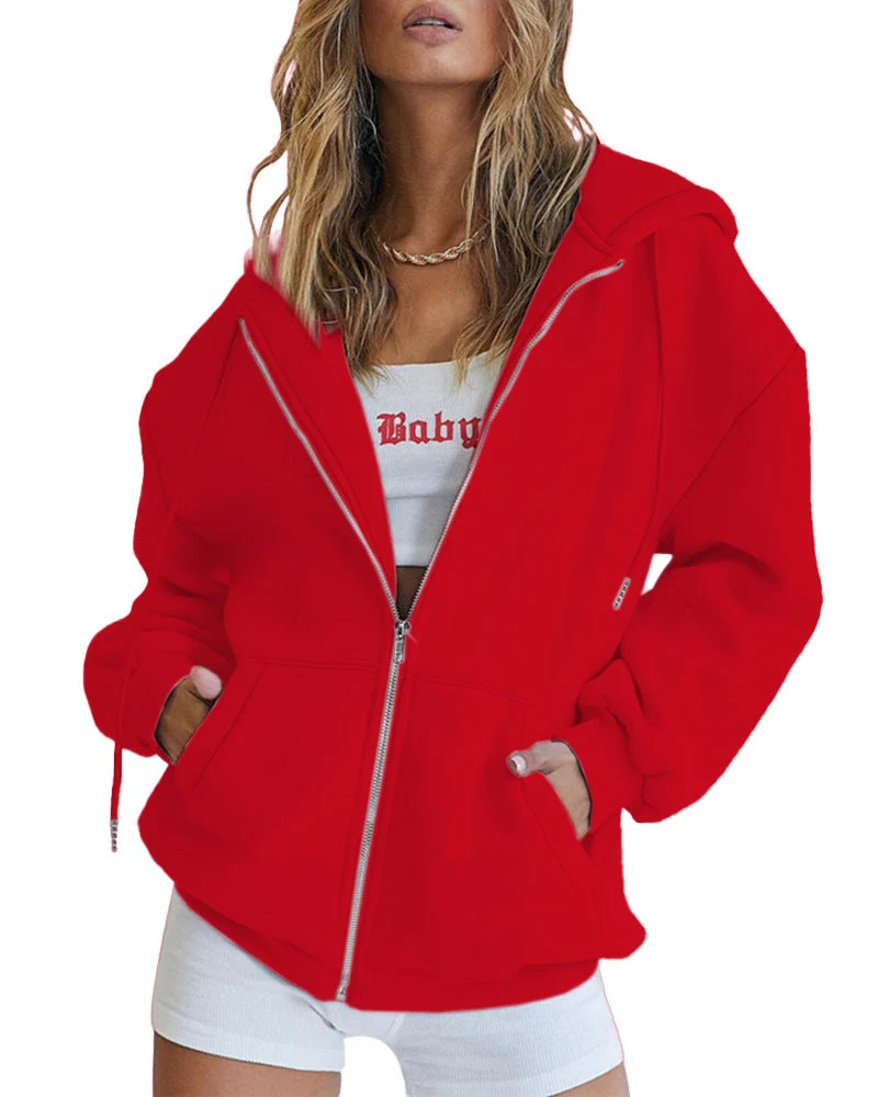 Damen Oversized Kapuzenjacke mit Reißverschluss - Vittorelli