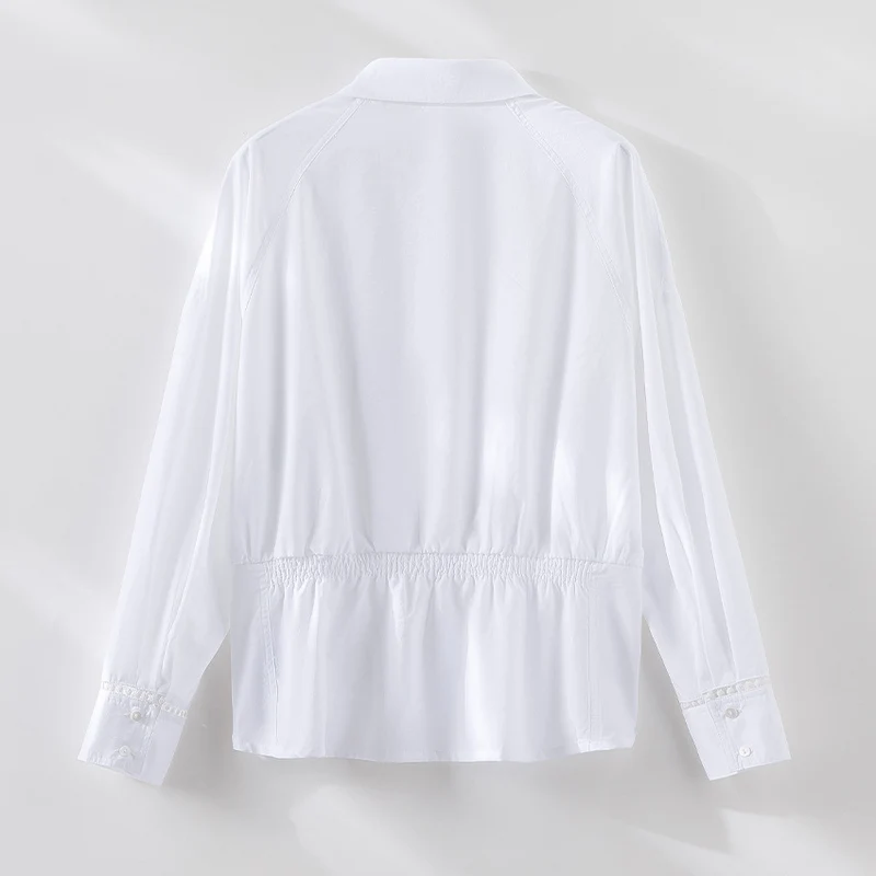 Damen Baumwollbluse mit seitlichen Raffungen und legerer Oversize-Silhouette Nord Taschen