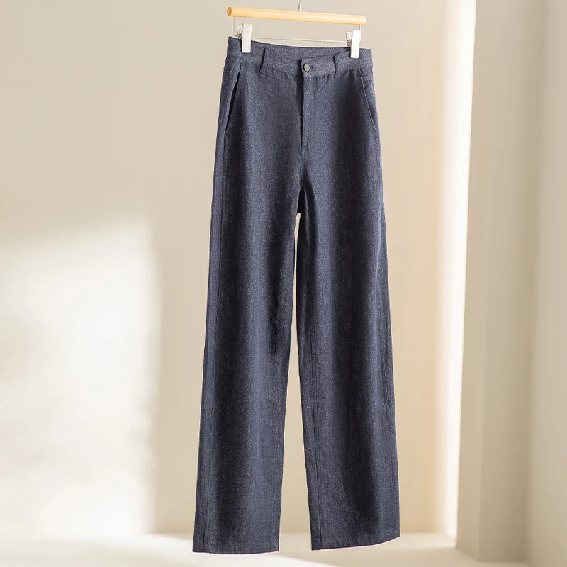 Damen Ärmellose leicht taillierte Weste aus Leinen-Denim mit Knopfleiste und aufgesetzten Taschen Nord Taschen