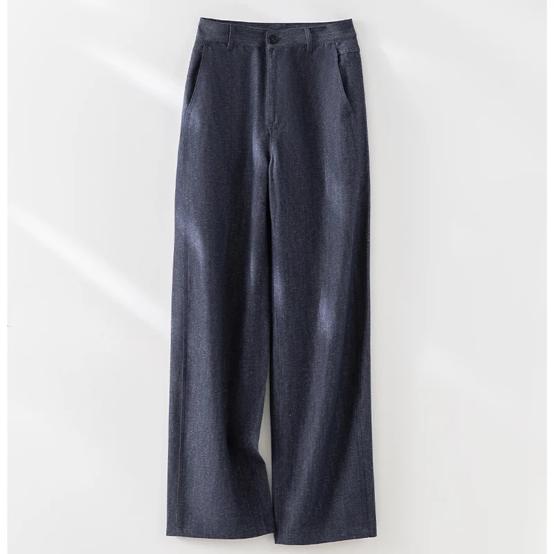 Damen Ärmellose leicht taillierte Weste aus Leinen-Denim mit Knopfleiste und aufgesetzten Taschen Nord Taschen