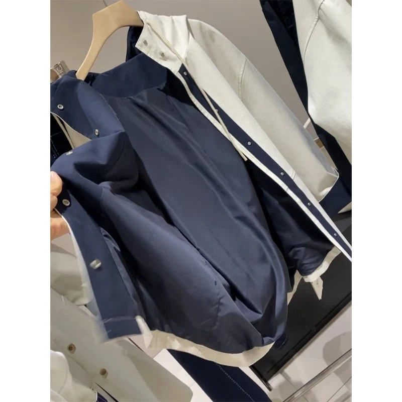 Unisex Oversized utilitarischer Trenchcoat mit kontrastiertem Innenfutter und Kapuze Nord Taschen