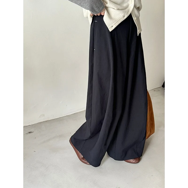 Damen Weite Palazzo-Hose mit fließendem Fall und hoher Taille Nord Taschen