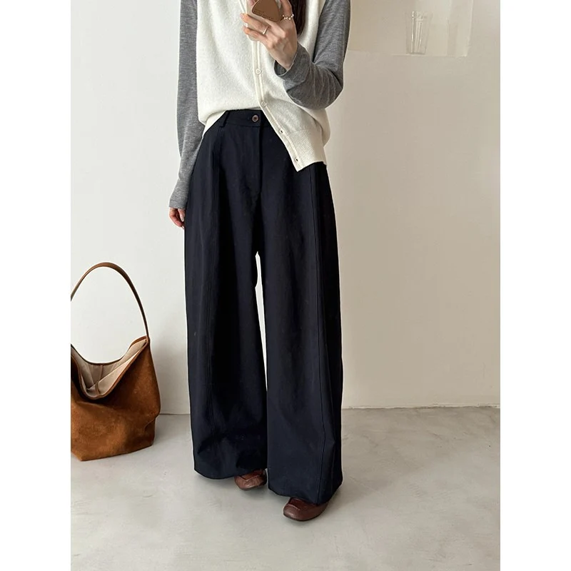 Damen Weite Palazzo-Hose mit fließendem Fall und hoher Taille Nord Taschen