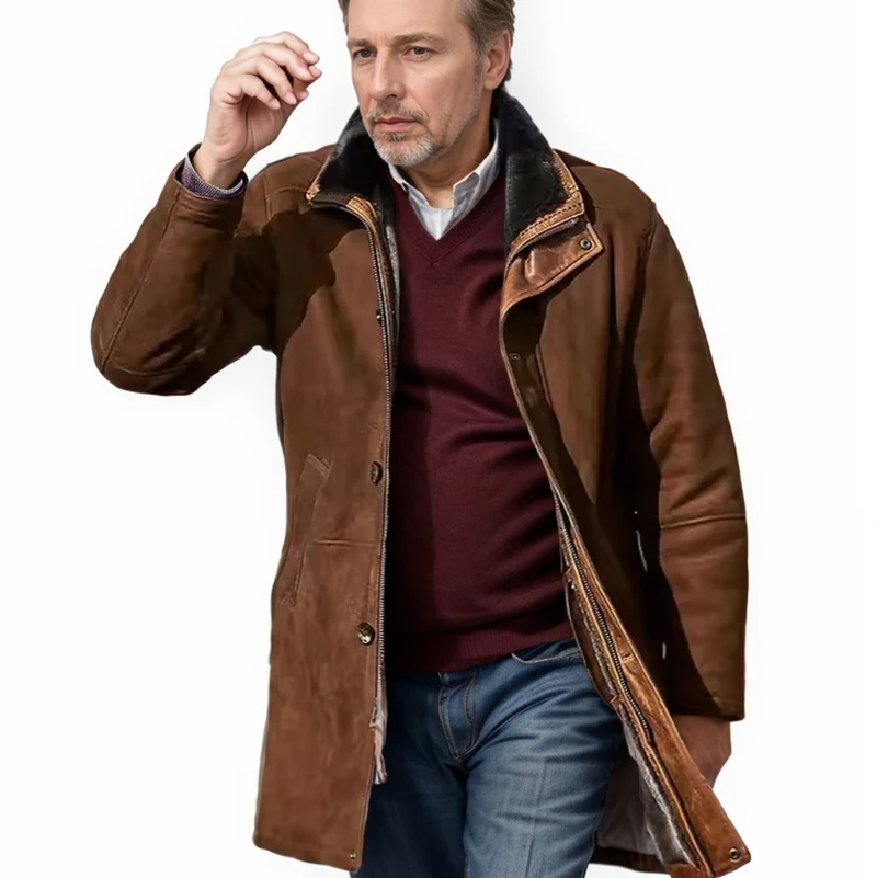 Herren Mantel im Fieldcoat‑Style mit Teddykragen und Zweiwege-Reißverschluss Nord Taschen
