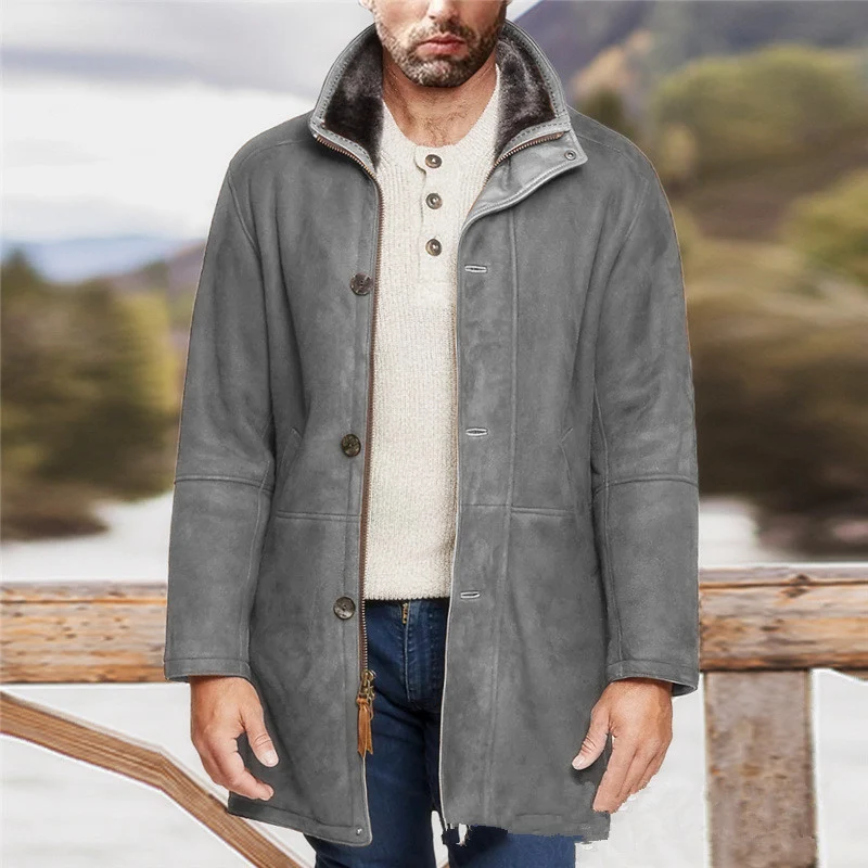 Herren Mantel im Fieldcoat‑Style mit Teddykragen und Zweiwege-Reißverschluss Nord Taschen