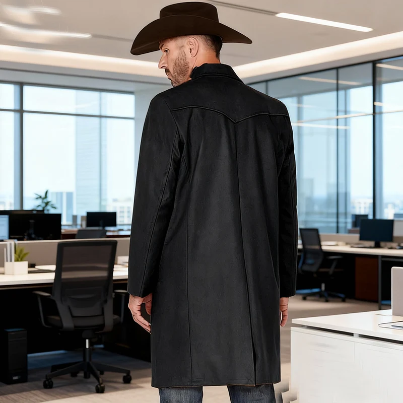 Herren Mantel aus Wollmischung im Westernstil mit Stehkragen und Pattentaschen Nord Taschen
