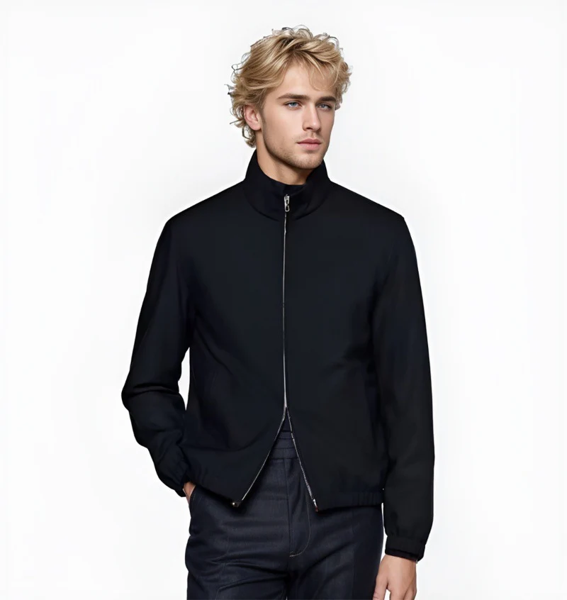 Herren Leichter Windbreaker mit Stehkragen und Zwei-Wege-Reißverschluss Nord Taschen