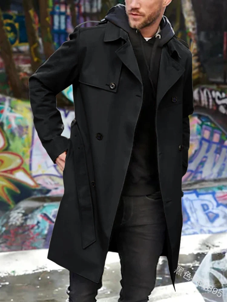 Herren Leichter Doppelreihiger Trenchcoat mit Wasserabweisender Beschichtung Nord Taschen