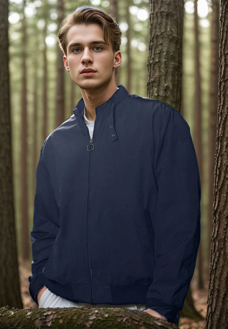 Herren Leichte Bomberjacke mit Stehkragen, Ring-Zipper und elastischem Saum Nord Taschen
