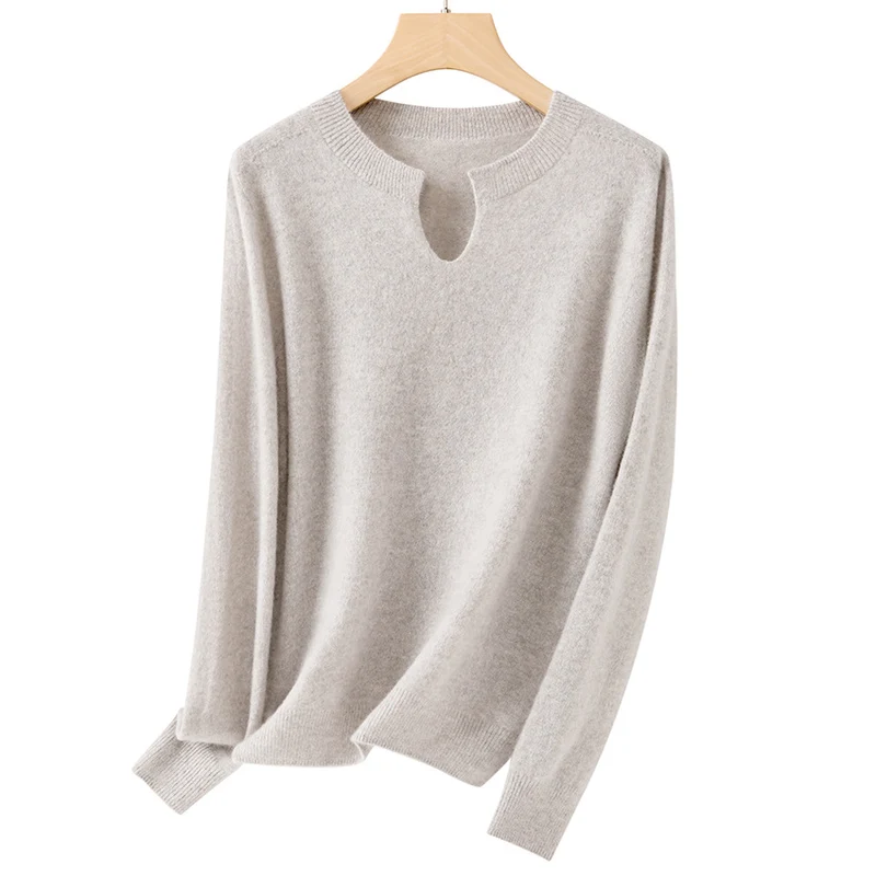 Damen Feinstrickpullover mit Kerbkragen und Angora‑Optik Nord Taschen