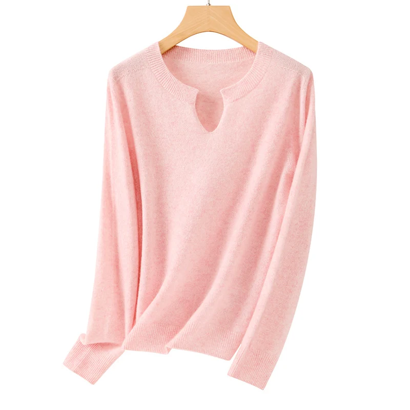 Damen Feinstrickpullover mit Kerbkragen und Angora‑Optik Nord Taschen