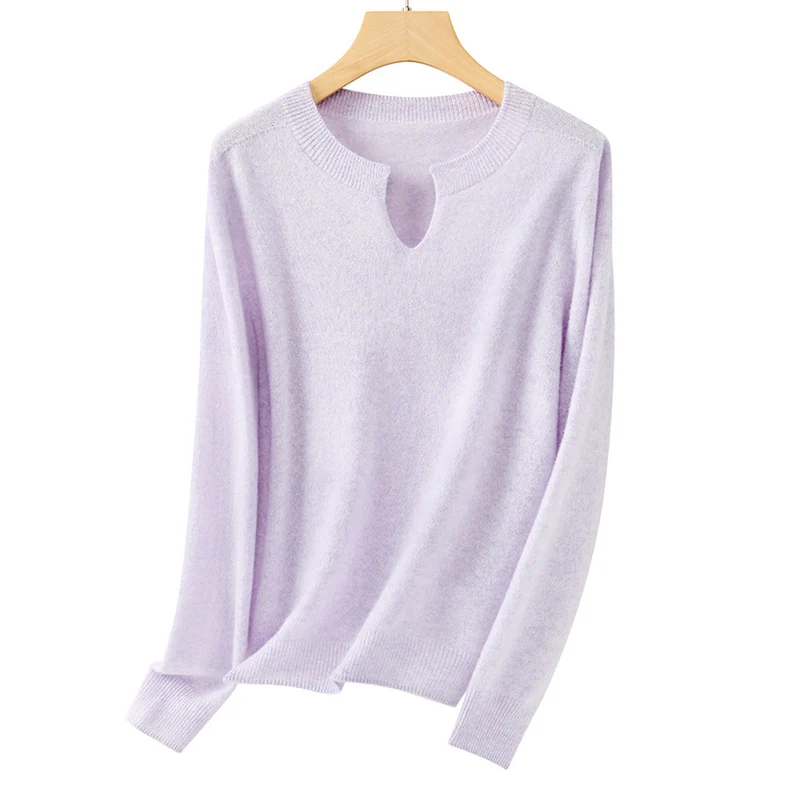 Damen Feinstrickpullover mit Kerbkragen und Angora‑Optik Nord Taschen
