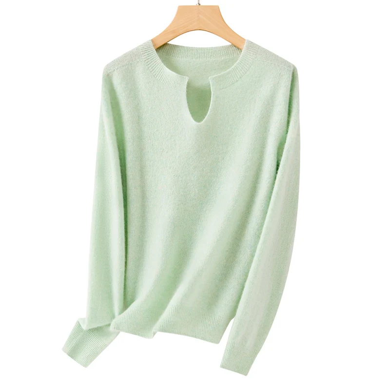 Damen Feinstrickpullover mit Kerbkragen und Angora‑Optik Nord Taschen