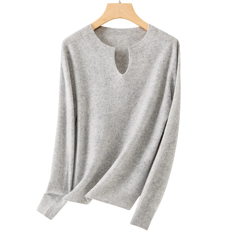 Damen Feinstrickpullover mit Kerbkragen und Angora‑Optik Nord Taschen