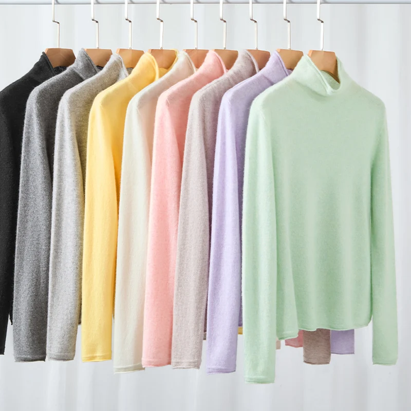 Damen Feinstrick-Rollkragenpullover mit schmaler Passform und hochwertiger Jersey-Qualität Nord Taschen