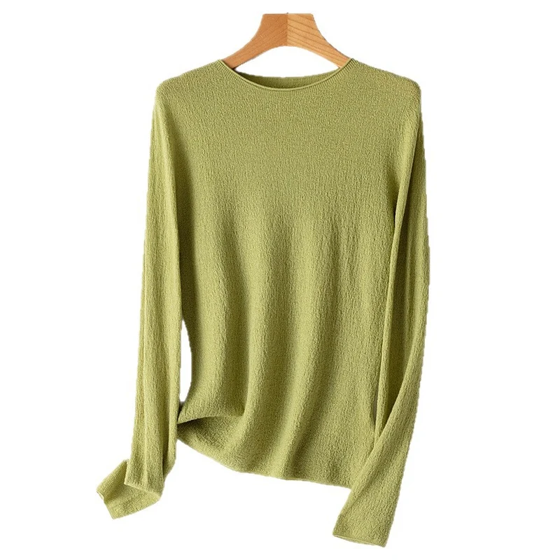 Damen Feinstrick-Longsleeve mit Rundhals und leichter Struktur Nord Taschen