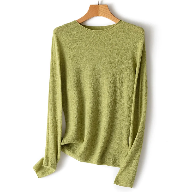 Damen Feinstrick-Longsleeve mit Rundhals und leichter Struktur Nord Taschen
