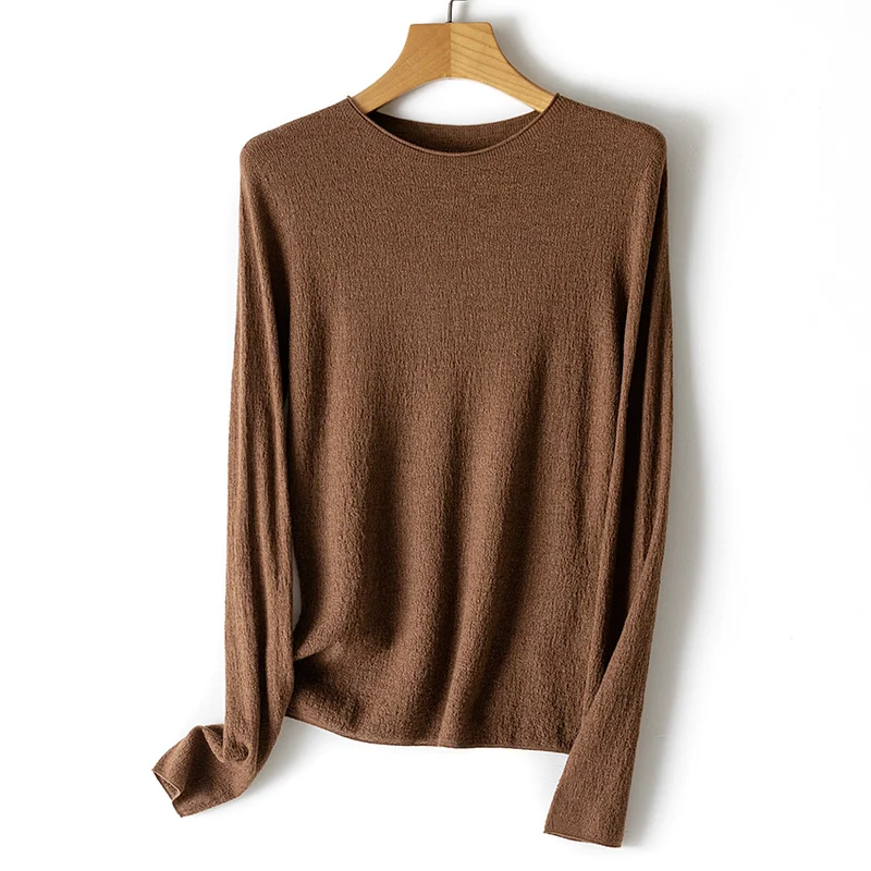 Damen Feinstrick-Longsleeve mit Rundhals und leichter Struktur Nord Taschen