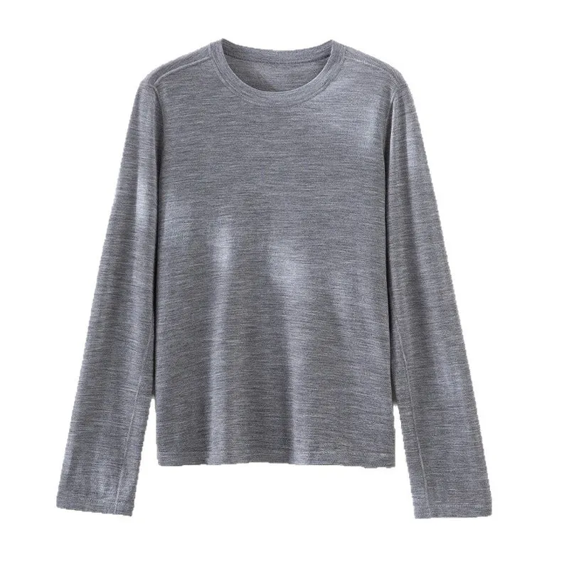 Damen Feinstrick-Langarmshirt mit Rundhalsausschnitt und leichter Jersey-Qualität Nord Taschen