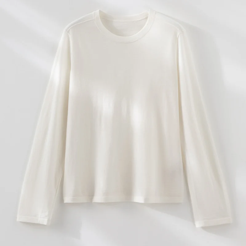 Damen Feinstrick-Langarmshirt mit Rundhalsausschnitt und leichter Jersey-Qualität Nord Taschen