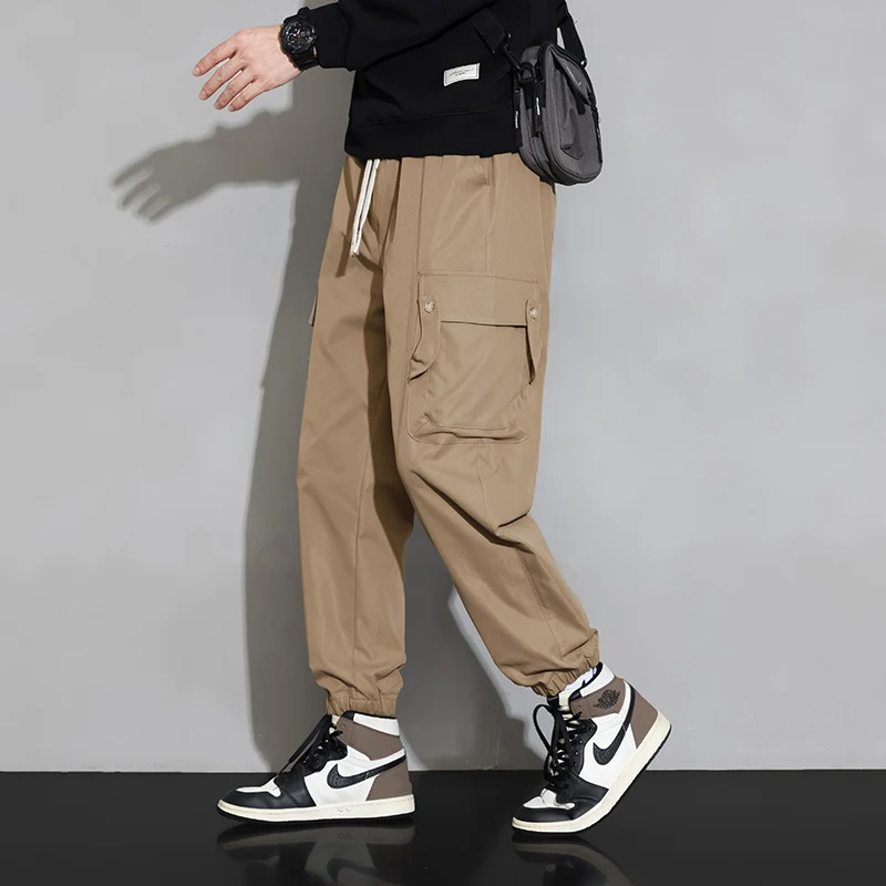 Herren Lockere Utility-Cargohose mit Kordelzug, Elastikbündchen und Multifunktionstaschen Nord Taschen