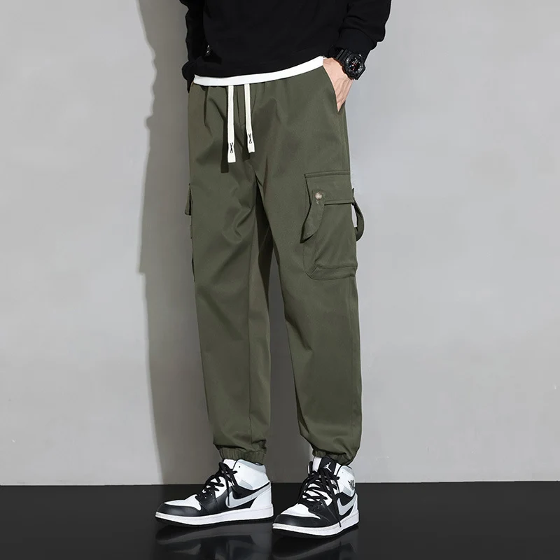 Herren Lockere Utility-Cargohose mit Kordelzug, Elastikbündchen und Multifunktionstaschen Nord Taschen