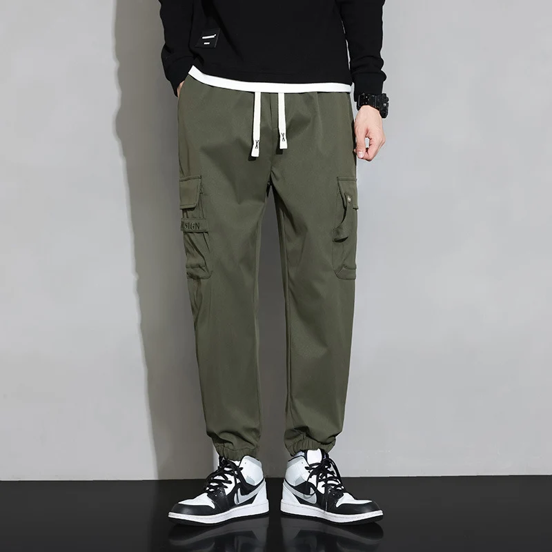 Herren Lockere Utility-Cargohose mit Kordelzug, Elastikbündchen und Multifunktionstaschen Nord Taschen