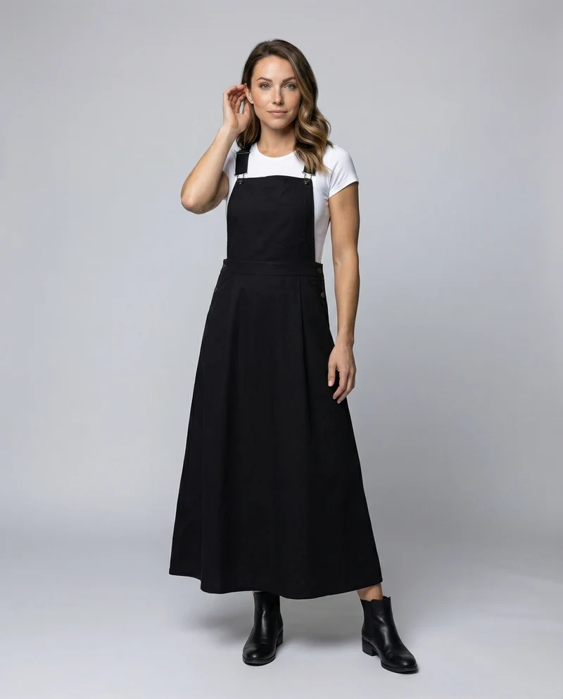 Damen Latz-Maxikleid mit verstellbaren Trägern