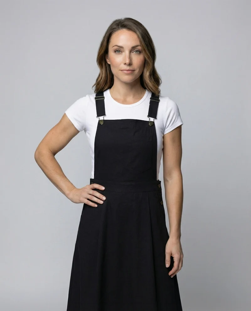 Damen Latz-Maxikleid mit verstellbaren Trägern