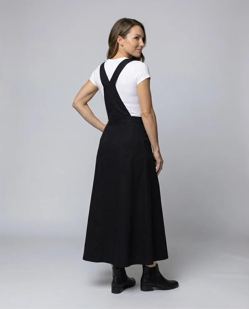 Damen Latz-Maxikleid mit verstellbaren Trägern
