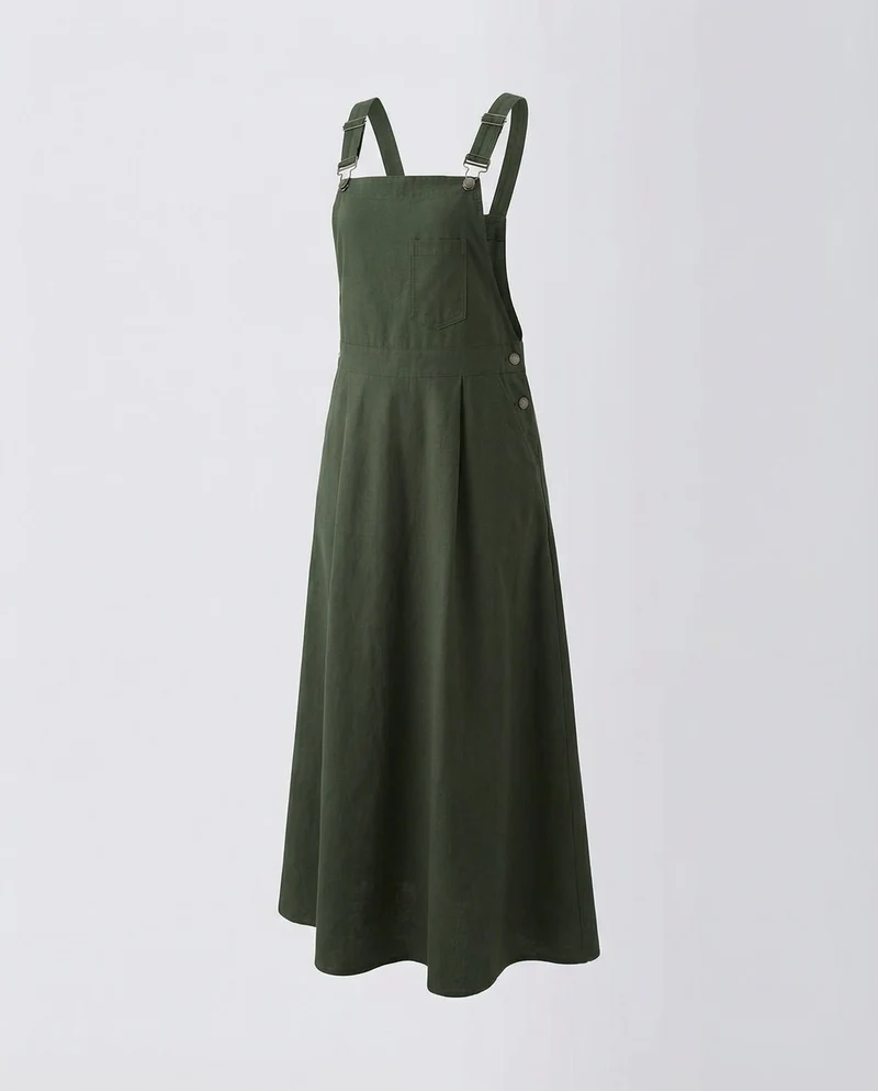 Damen Latz-Maxikleid mit verstellbaren Trägern