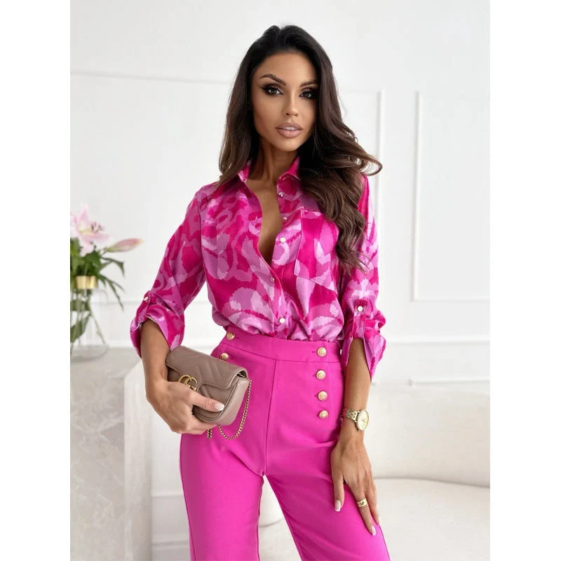 Damen bedruckte Seidenbluse