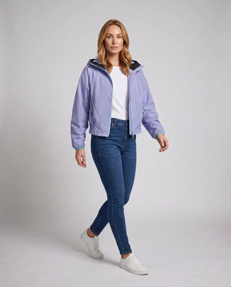 Damen nan ultraleichte Kapuzen-Outdoorjacke, packbar mit zweirichtungs-Reißverschluss und elastischen Bündchen Nord Taschen