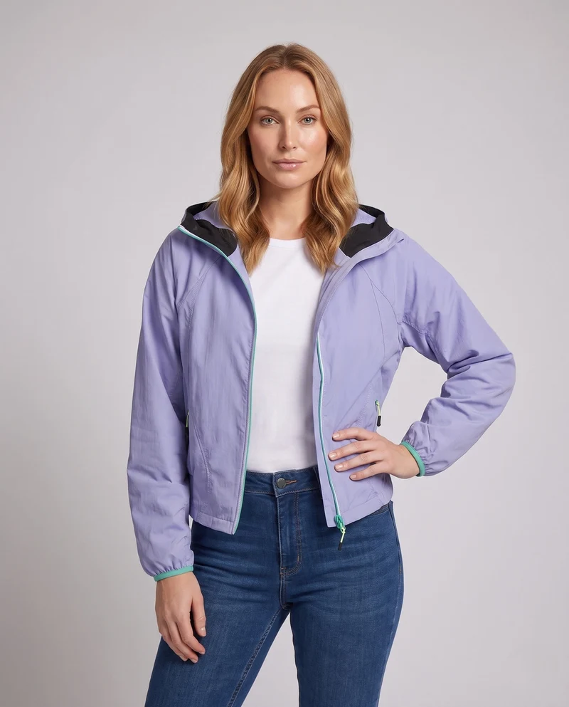Damen nan ultraleichte Kapuzen-Outdoorjacke, packbar mit zweirichtungs-Reißverschluss und elastischen Bündchen Nord Taschen