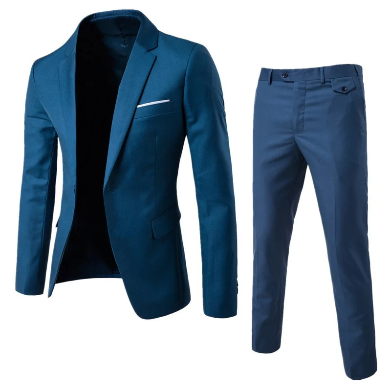 Herren Zweiteiliger Slim-Fit Anzugset mit tailliertem Sakko und schmaler Anzughose Nord Taschen