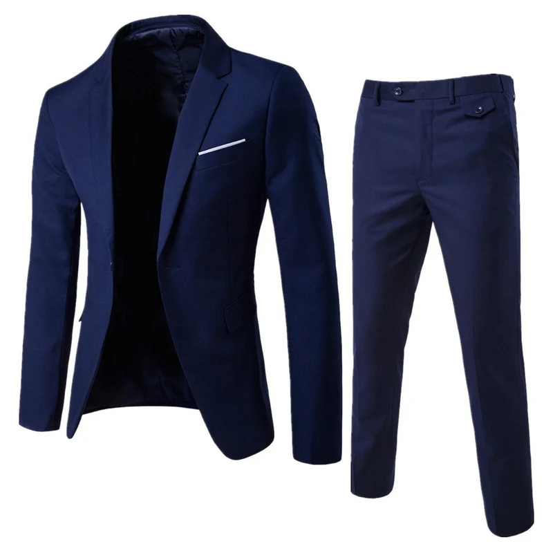 Herren Zweiteiliger Slim-Fit Anzugset mit tailliertem Sakko und schmaler Anzughose Nord Taschen