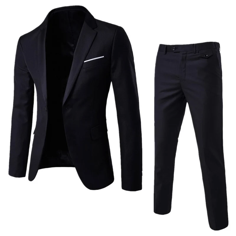 Herren Zweiteiliger Slim-Fit Anzugset mit tailliertem Sakko und schmaler Anzughose Nord Taschen