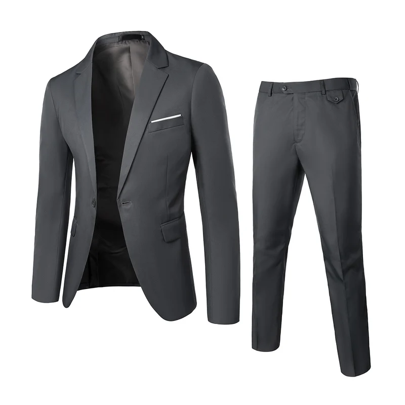 Herren Zweiteiliger Slim-Fit Anzugset mit tailliertem Sakko und schmaler Anzughose Nord Taschen