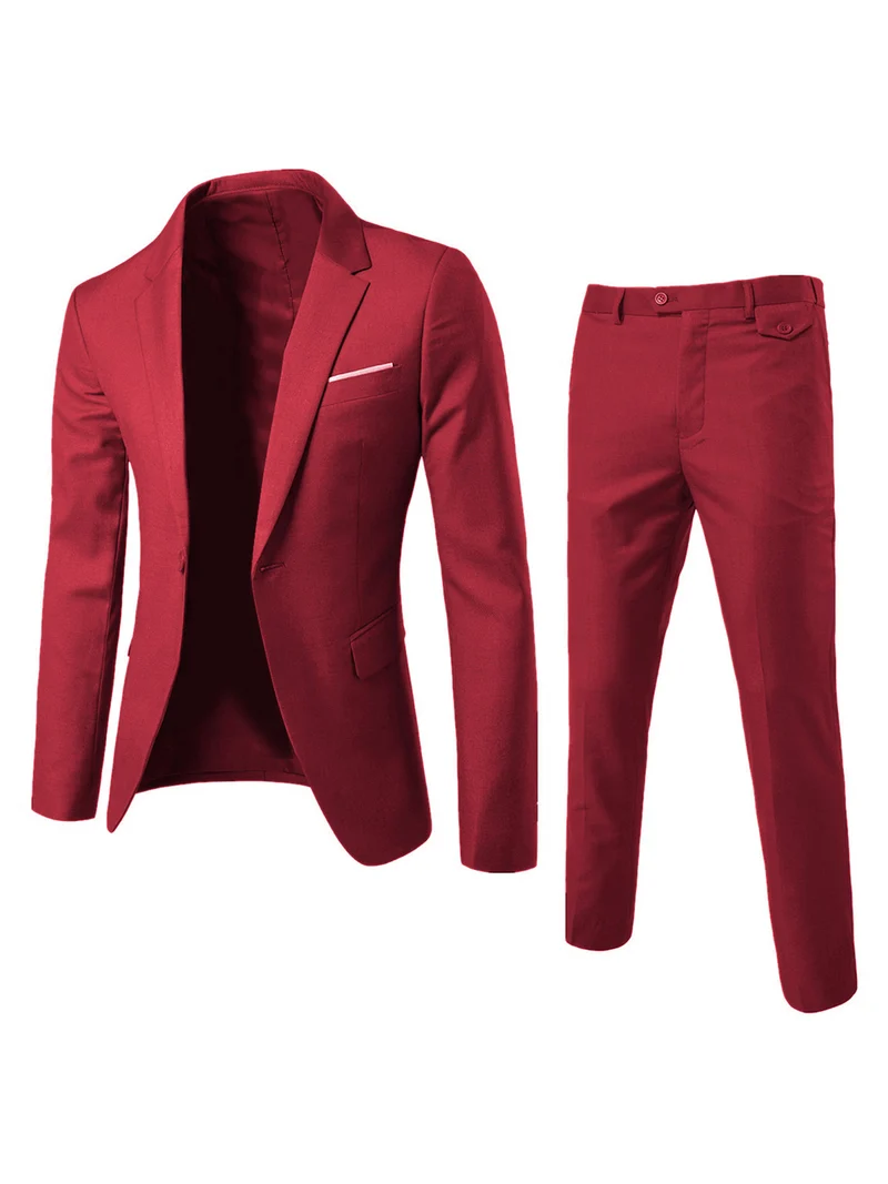 Herren Zweiteiliger Slim-Fit Anzugset mit tailliertem Sakko und schmaler Anzughose Nord Taschen